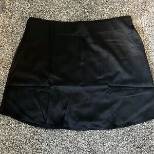 Black silk mini skirt